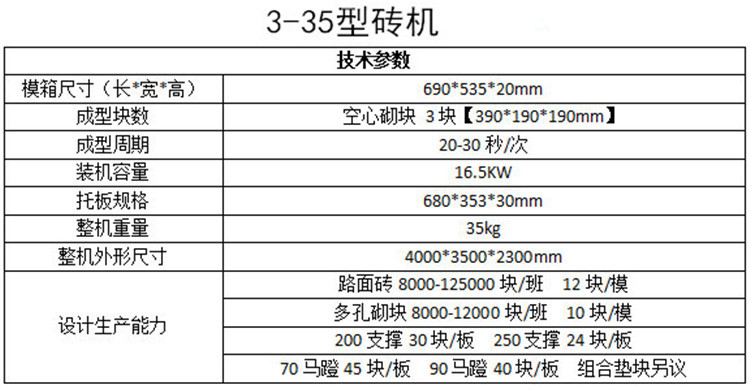QTY3-35检查井模块制砖机技术参数表